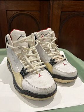 Jordan Men’s High-Top Sneakers in White and Red